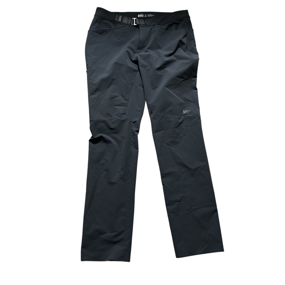 REI Hiking Cargo Pants Womens Size 12 Belt Dark Gray Black Camping Trails Walk
